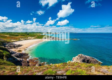 Francia, Cotes d'Armor, Plevenon, la spiaggia fosse adiacente alla Pointe de la Guette Foto Stock