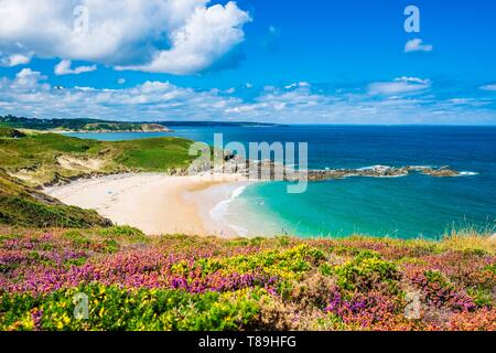 Francia, Cotes d'Armor, Plevenon, la spiaggia fosse adiacente alla Pointe de la Guette Foto Stock