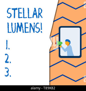 Conceptual la scrittura a mano che mostra la Stellar lumen. Concetto significato cryptocurrency piattaforma che utilizza sul rimborso e pagamenti Foto Stock