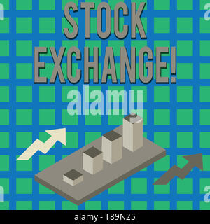 Segno di testo mostra Stock Exchange. Business photo testo il luogo dove mostrare comprare e vendere azioni e partecipazioni in cluster colorati grafico a barre 3D Grafico diam.