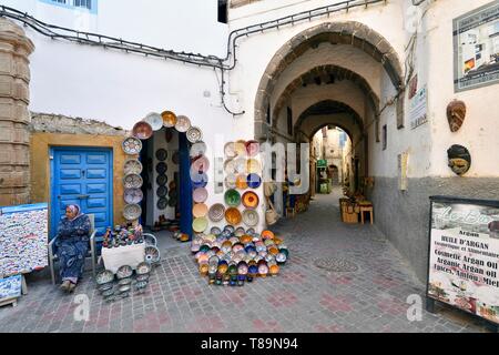 Il Marocco, Mogador, Marrakesh Safi regione, Essaouira, elencato come patrimonio mondiale dall UNESCO, il medina Foto Stock