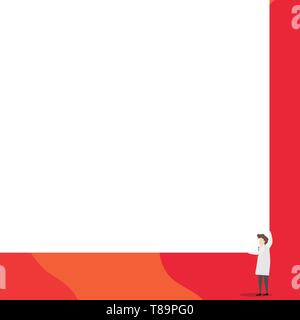 Un uomo professore Usura mantello bianco cravatta rossa tenere grandi board utilizzare due mani design concept business vuoto consente di copiare il testo per il banner per il Web di materiale promozionale mo Illustrazione Vettoriale