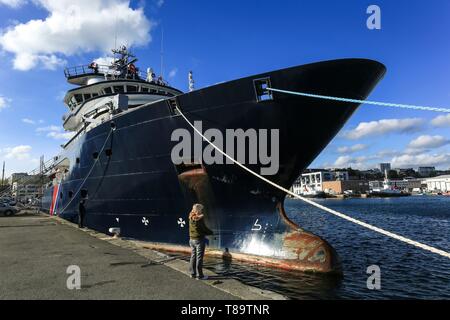 Francia, Finisterre, Brest, il rimorchiatore di salvataggio di Abeille Bourbon nel porto di Brest Foto Stock