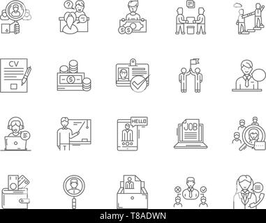 Consigli di carriera le icone della linea, segni, set di vettore, illustrazione di contorno concept Illustrazione Vettoriale