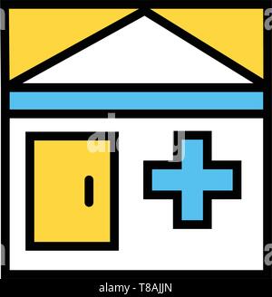 Ospedale, casa di cura icona vettore- health care, ospedale e casa di cura icona per medici e servizio sanitario. Illustrazione Vettoriale