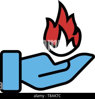 Fire icona mano. vettore simbolo segno Illustrazione Vettoriale