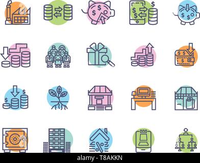 Semplice insieme di denaro relativi finanze icone vettoriali. Corsa modificabile icone perfetto per il mobile i concetti e le web app Illustrazione Vettoriale