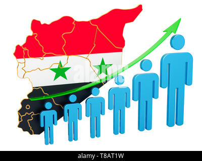 Rating di occupazione e disoccupazione o la mortalità e la fertilità in Siria, concetto. 3D rendering isolati su sfondo bianco Foto Stock