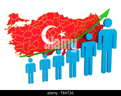 Rating di occupazione e disoccupazione o la mortalità e la fertilità in Turchia, concetto. 3D rendering isolati su sfondo bianco Foto Stock