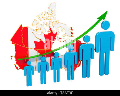 Rating di occupazione e disoccupazione o la mortalità e la fertilità in Canada, concetto. 3D rendering isolati su sfondo bianco Foto Stock