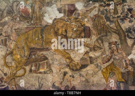 Lion mosaico, Museo Archeologico Nazionale di Napoli, Italia Foto Stock