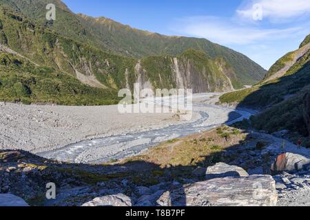 Nuova Zelanda, Isola del Sud, Costa Occidentale Regione, Fox Glacier, ghiacciaio Fox Valley Foto Stock