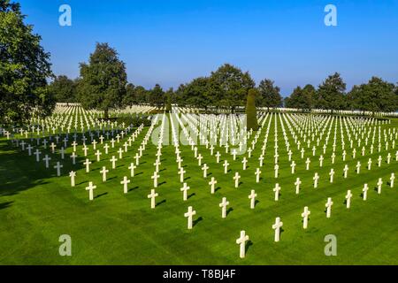 Francia, Calvados, Colleville sur Mer, lo sbarco in Normandia Beach, la spiaggia di Omaha, Normandia Cimitero e memoriale americano Foto Stock