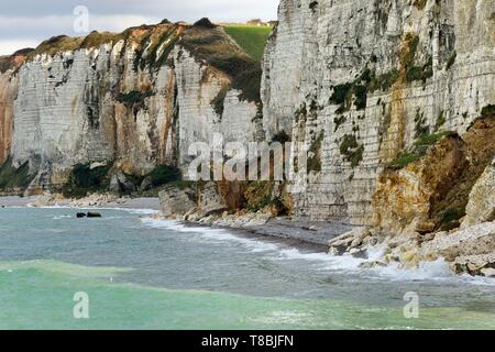 Francia, Seine-Maritime, Cote d'alabastro, Pays de caux, scogliere a Yport Foto Stock