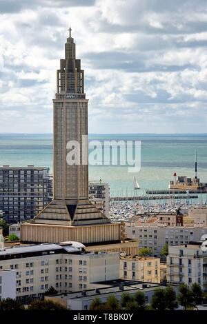 Francia, Seine Maritime, Le Havre, Downtown ricostruita da Auguste Perret elencati come patrimonio mondiale dall UNESCO, il San Giuseppe Chiesa Foto Stock