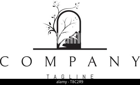 Bella montagna arch 3 vettore astratto logo design Illustrazione Vettoriale
