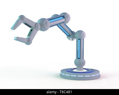 Modello di plastica di robotica industriale robot a braccio manipolatore. Il rendering 3D Foto Stock