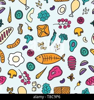 Disegnato a mano superficie food design. Vector pattern seamless sfondo. Illustrazione Vettoriale