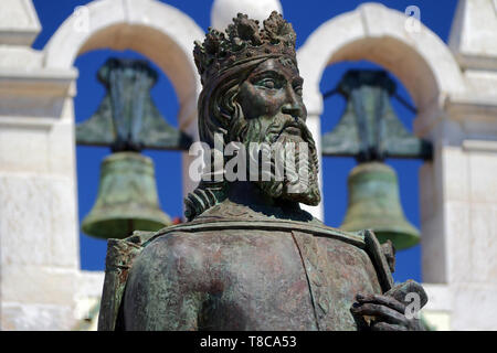 Una statua di Don Pedro a Cascais in Portogallo Foto Stock