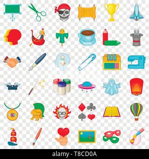 Arte set di icone, stile cartoon Illustrazione Vettoriale