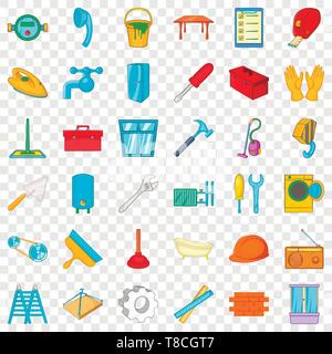 Ristrutturazione di appartamento set di icone, stile cartoon Illustrazione Vettoriale