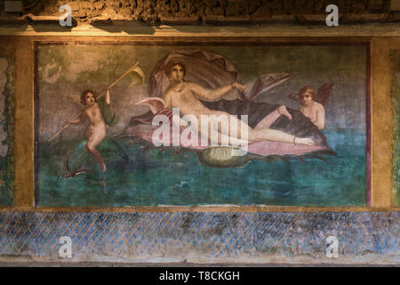 Affresco nella Casa di Venere nel guscio, Pompei, Italia Foto Stock