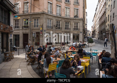 Das 1. Arrondissement liegt am Hang des Croix-Rousse und auf der nördlichen Seite der Halbinsel, die durch den Zusammenfluss von Saône und Rhône gebil Foto Stock