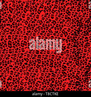 Leopard pattern. Vettore di perfetta stampa. Animale realistico texture. Nero e macchie rosse su uno sfondo beige. Abstract modello ripetitivo - a pelle di leopardo Illustrazione Vettoriale