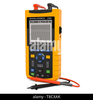 Oscilloscopio digitale, scopometer industriali, rendering 3D isolati su sfondo bianco Foto Stock