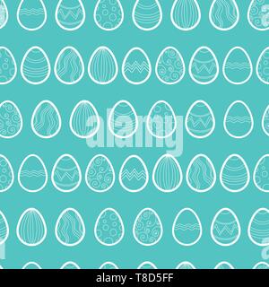 Vector seamless doodle pasqua pattern con le uova di Pasqua. Disegnate a mano sullo sfondo. Illustrazione Vettoriale