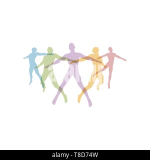 Il concetto di squadra. La folla di gente icona vettore sagome. Icona sociale. Persone che si collegano. Illustrazione Vettoriale. Illustrazione Vettoriale
