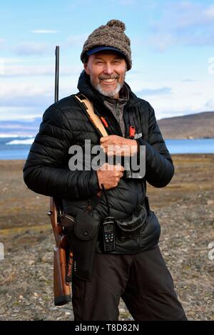 La Groenlandia, costa ovest, North Star Bay, Dundas (Thule), il biologo Rudolf Thomann Foto Stock