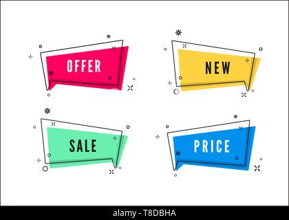 Abstract offre banner. Cupola colorata con la promozione del testo. Serie di promo geometrica modello. Illustrazione Vettoriale Illustrazione Vettoriale