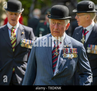 Hyde Park Londra, Regno Unito. Il 12 maggio 2019. Sua Altezza Reale il Principe di Galles assiste la cavalleria combinato di vecchi compagni di associazione parata annuale e servizio. Foto Stock