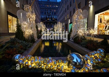 Le decorazioni di Natale al Rockefeller Center Foto Stock