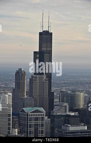 Chicago il famoso Willis Tower, precedentemente SearsTower, Chicago Loop, Chicago, USA Foto Stock