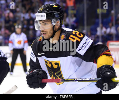 Kosice, la Slovacchia. Il 12 maggio 2019. Hockey su ghiaccio: World Championship, Danimarca - Germania, turno preliminare, gruppo A, seconda giornata nell'acciaio Arena. La Germania Yasin Ehliz attraversa il ghiaccio. Credito: Monika Skolimowska/dpa-Zentralbild/dpa/Alamy Live News Foto Stock