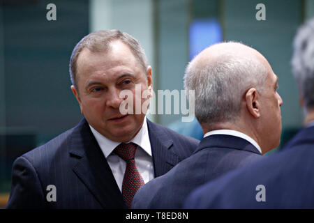 Bruxelles, Belgio. 13 Maggio, 2019. Vladimir Makei, ministro degli Affari esteri della Repubblica di Bielorussia assiste nel corso di una riunione dei ministri degli esteri della UE e il partenariato orientale delle nazioni in Europa edificio. Credito: ALEXANDROS MICHAILIDIS/Alamy Live News Foto Stock