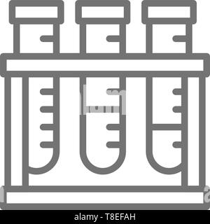 Medical tubi di prova, analisi icona linea. Isolato su sfondo bianco Illustrazione Vettoriale