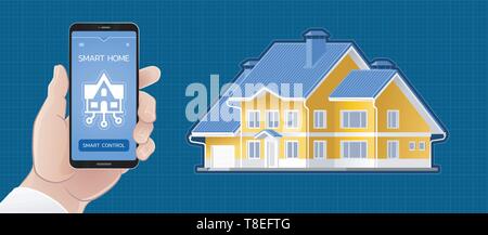 Smart Home controllo da un Mobile App Illustrazione Vettoriale