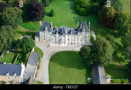 Francia, Calvados, San Gabriel Brecy, il castello di Martinica (vista aerea) Foto Stock