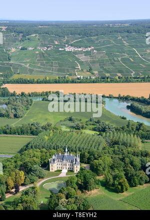 Francia, Marne, Boursault, la produzione di vino castello commissionato da Veuve Clicquot (vista aerea) Foto Stock