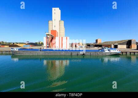 Francia, Isere, Salaise sur Sanne, industriale e porto sito di Salaize Sablons sur le Rhone Foto Stock