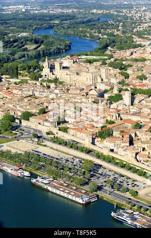 Francia, Vaucluse, Avignone, il Rodano (vista aerea) Foto Stock
