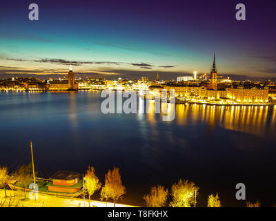 Il paesaggio della città di Stoccolma durante il tramonto. in Svezia. Foto Stock