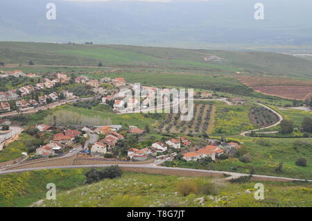 Il Dado punto di osservazione che si affaccia Metula, Galilea superiore, Israele Foto Stock