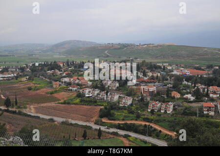 Il Dado punto di osservazione che si affaccia Metula, Galilea superiore, Israele Foto Stock