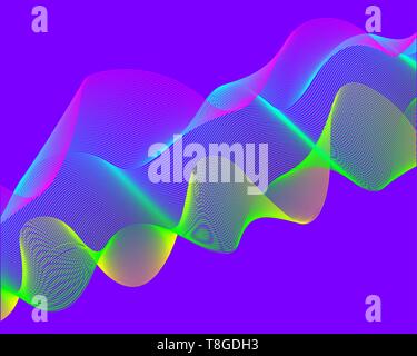 Luminoso schema colore verde blu le linee della griglia su uno sfondo viola. Luminoso schema colore verde blu le linee della griglia su uno sfondo viola. Illustrazione Vettoriale
