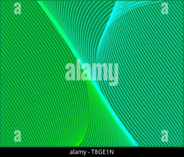 Luminoso schema colore verde blu le linee della griglia su uno sfondo verde. Illustrazione Vettoriale