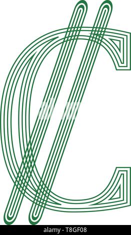 Colon Costa Rica unità di valuta simbolo simbolo di valuta a strisce icona illustrazione vettoriale su sfondo bianco Illustrazione Vettoriale